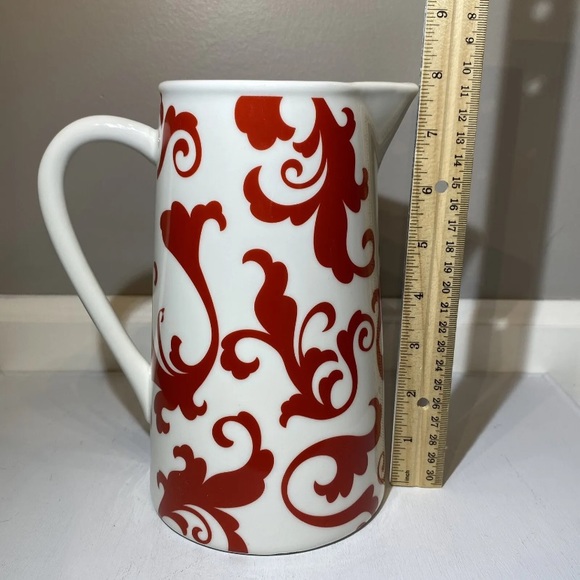 Ciroa Fiori Red & White Pitcher HTF Scrolls / Paisley Print Fine Bone China, NWT - Picture 7 of 13
